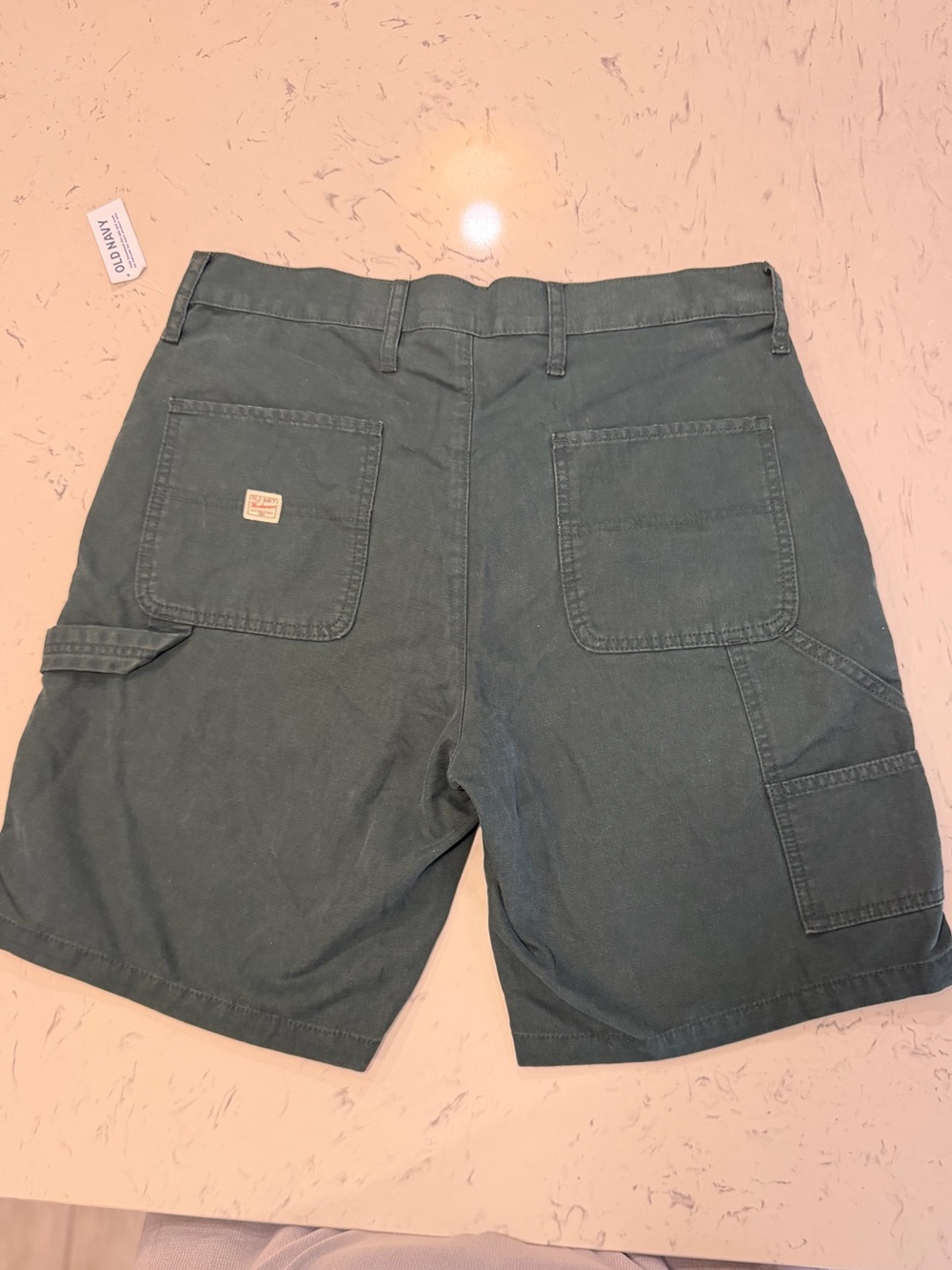Old Navy Carpenter Shorts Mens 32 x 9" Inseam Forest Canopy Green Twill Loose - Picture 2 of 7